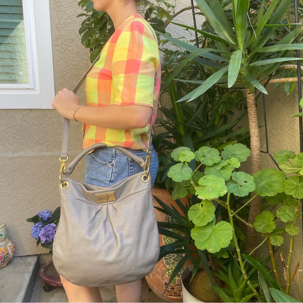 Vintage gray/gold Marc by Marc Jacobs pebbled leather large bag